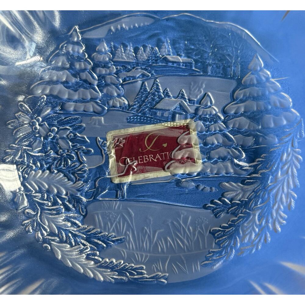 MIKASA 10.5” Frosted Glass Bowl Celebrations Winter Dreams Collection NIB - Picture 5 of 15